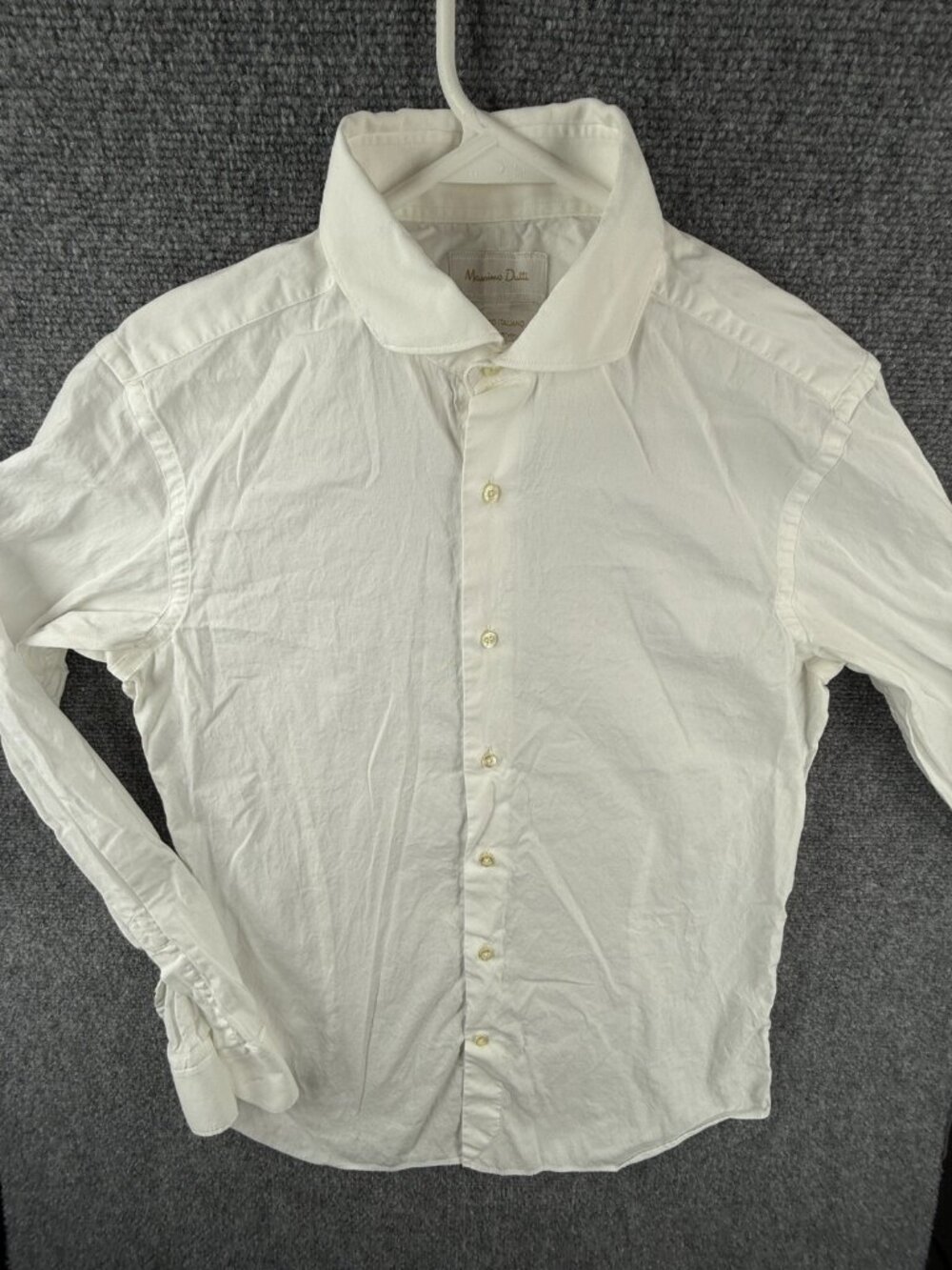 Massimo Dutti Button Up Shirt Long Sleeve Cotton Designer White 15.75 (40) Woven